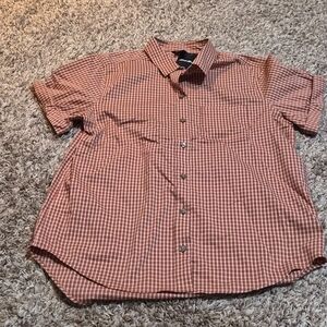 Eddie Bauer Brown Plaid Check On The Go Short Sleeve Shirt M NWT